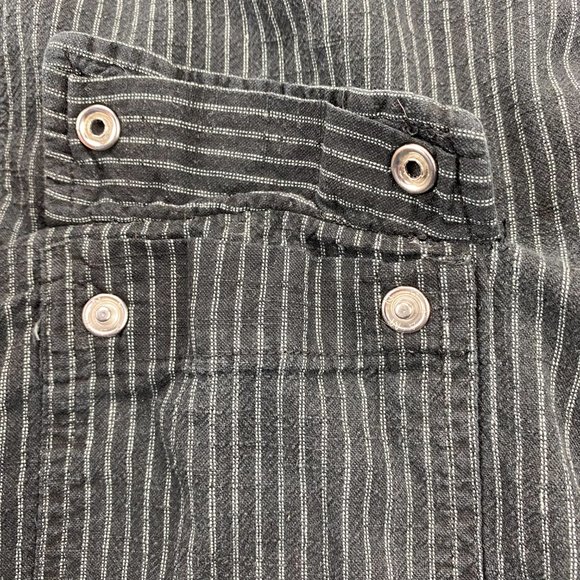 Billabong Shirt Men Large Black White Stripes Button Up Long Sleeve Embroidered - Picture 7 of 13